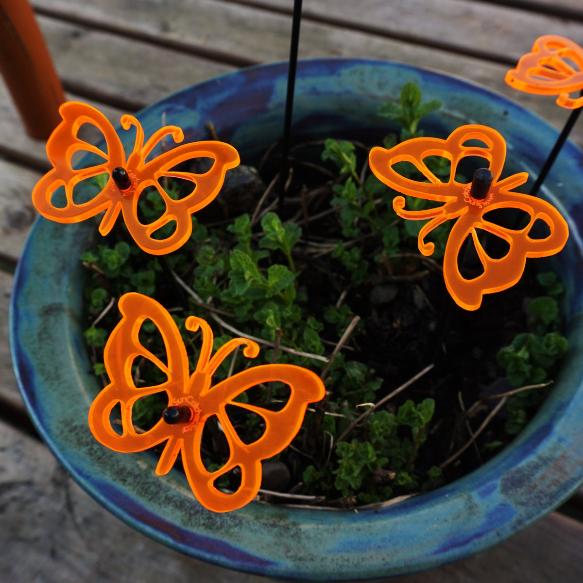 Small Garden Décor Ornaments Set of 3 'Comma Butterfly'