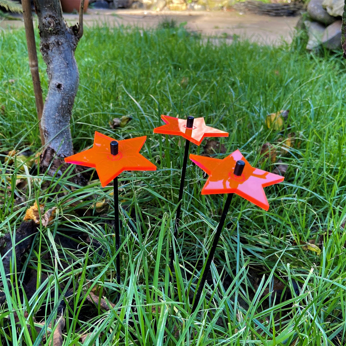 Small Garden Décor Ornaments Set of 3 Shining Stars