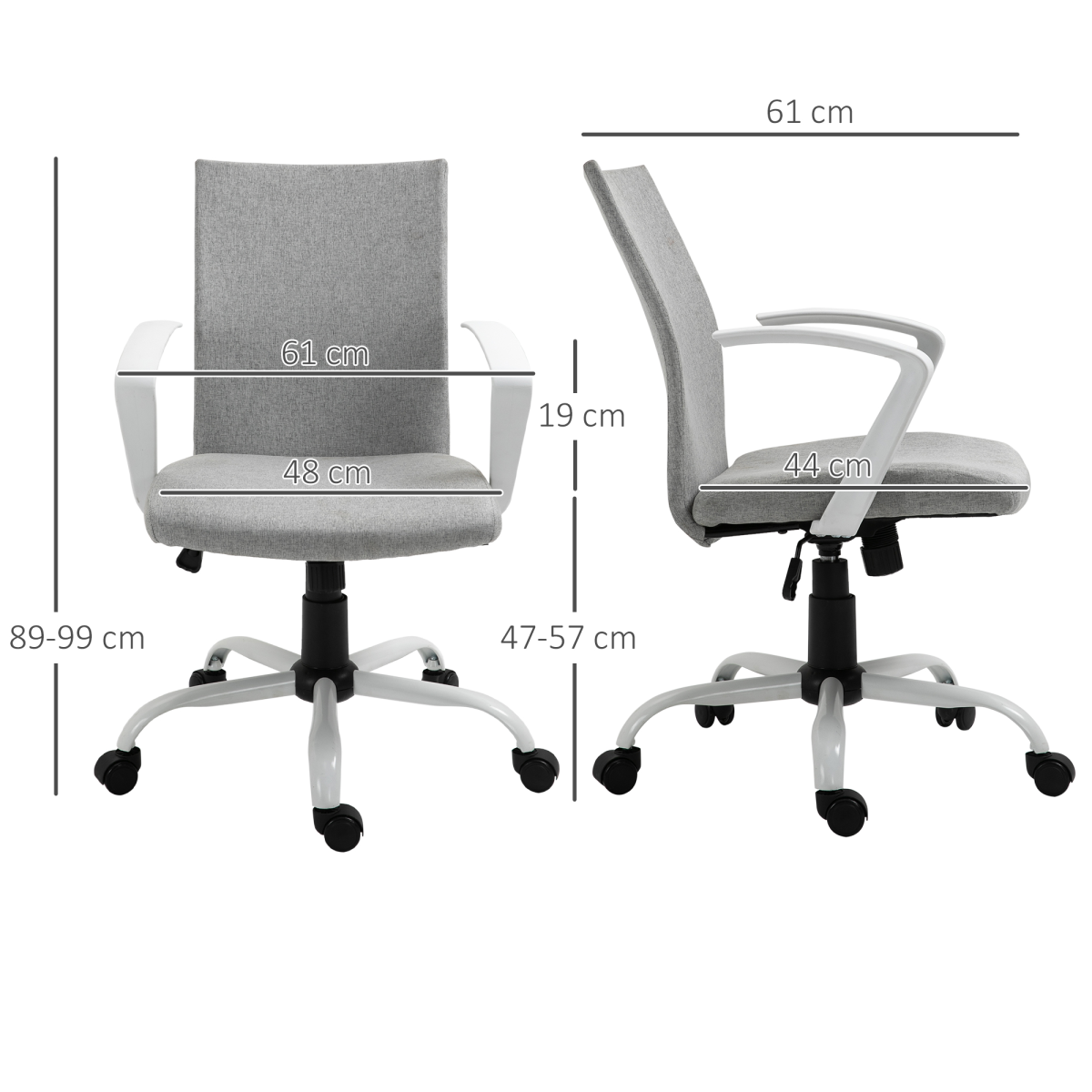 Office Chair Linen Swivel Computer Desk Chair Home Study Task Chair, Light Grey