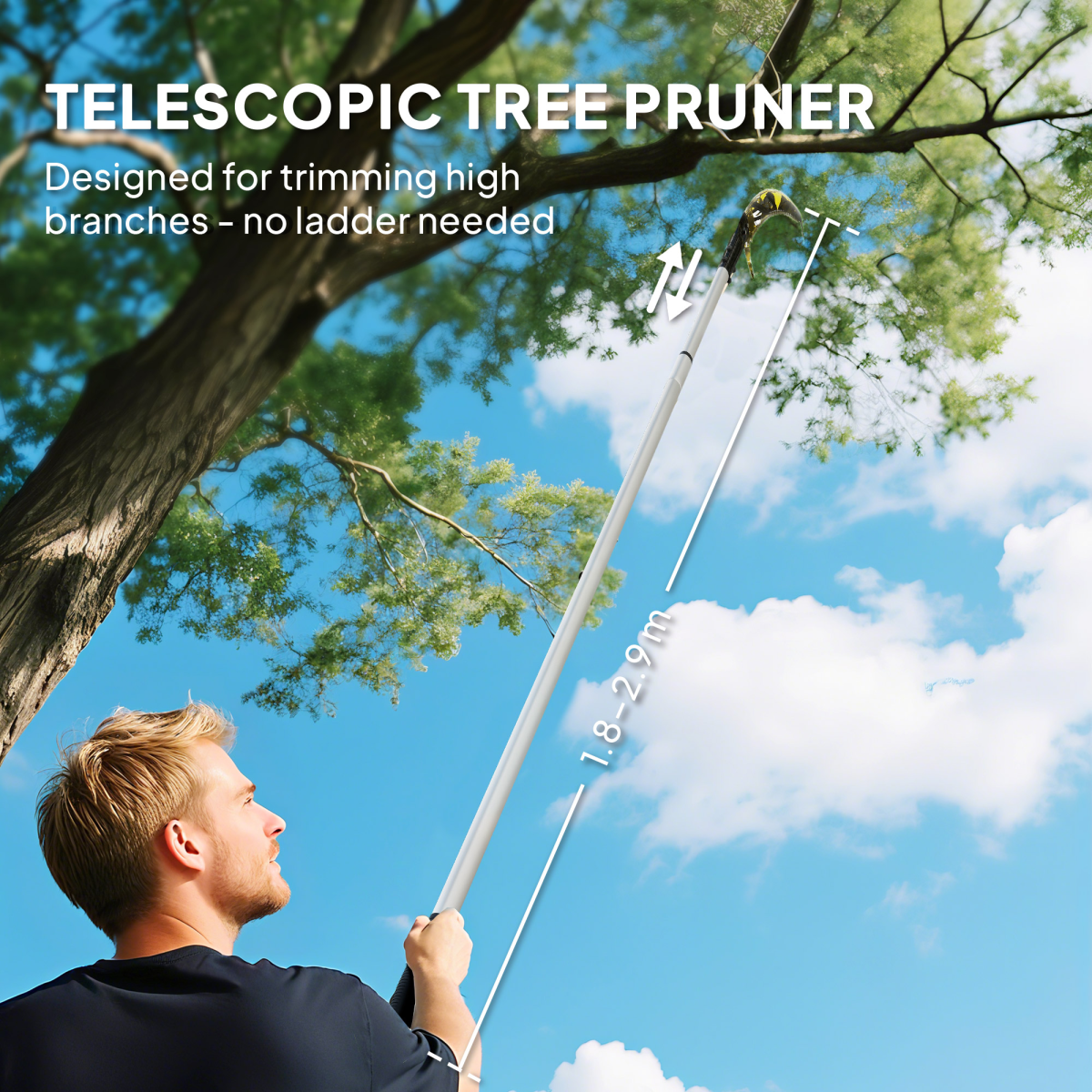 Outsunny 1.8-2.9 m Telescopic Tree Pruner, Tree Lopper Long Reach