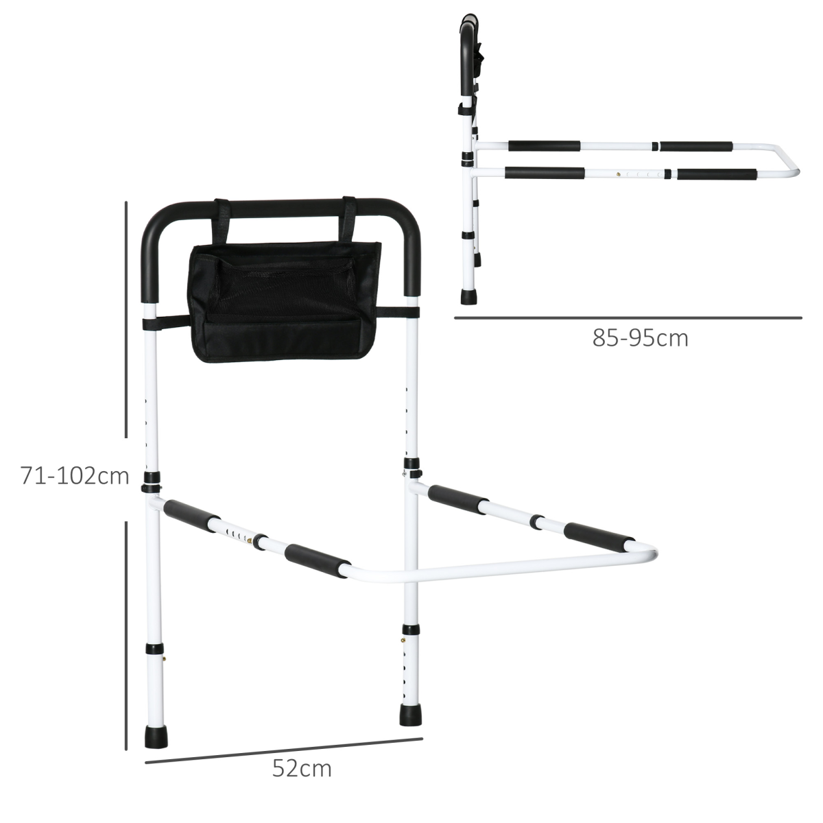 Adjustable Bed Assist Rail Grab Bar for Senior and Disabled White