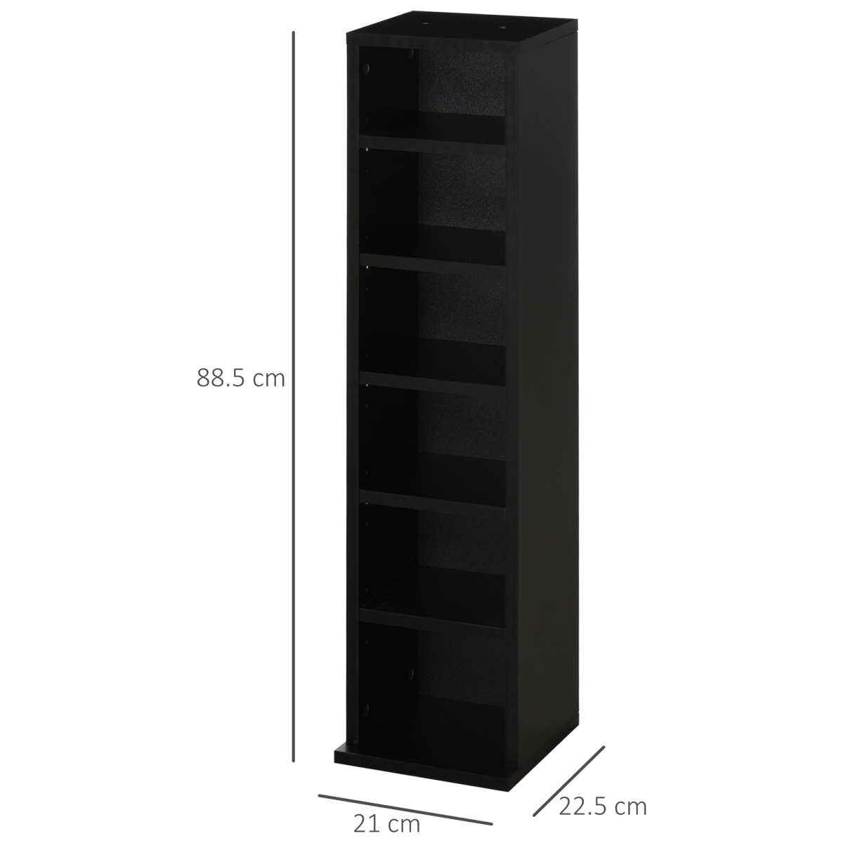 Set of 2 CD Media Display Shelf Unit Tower Rack Adjustable, Black