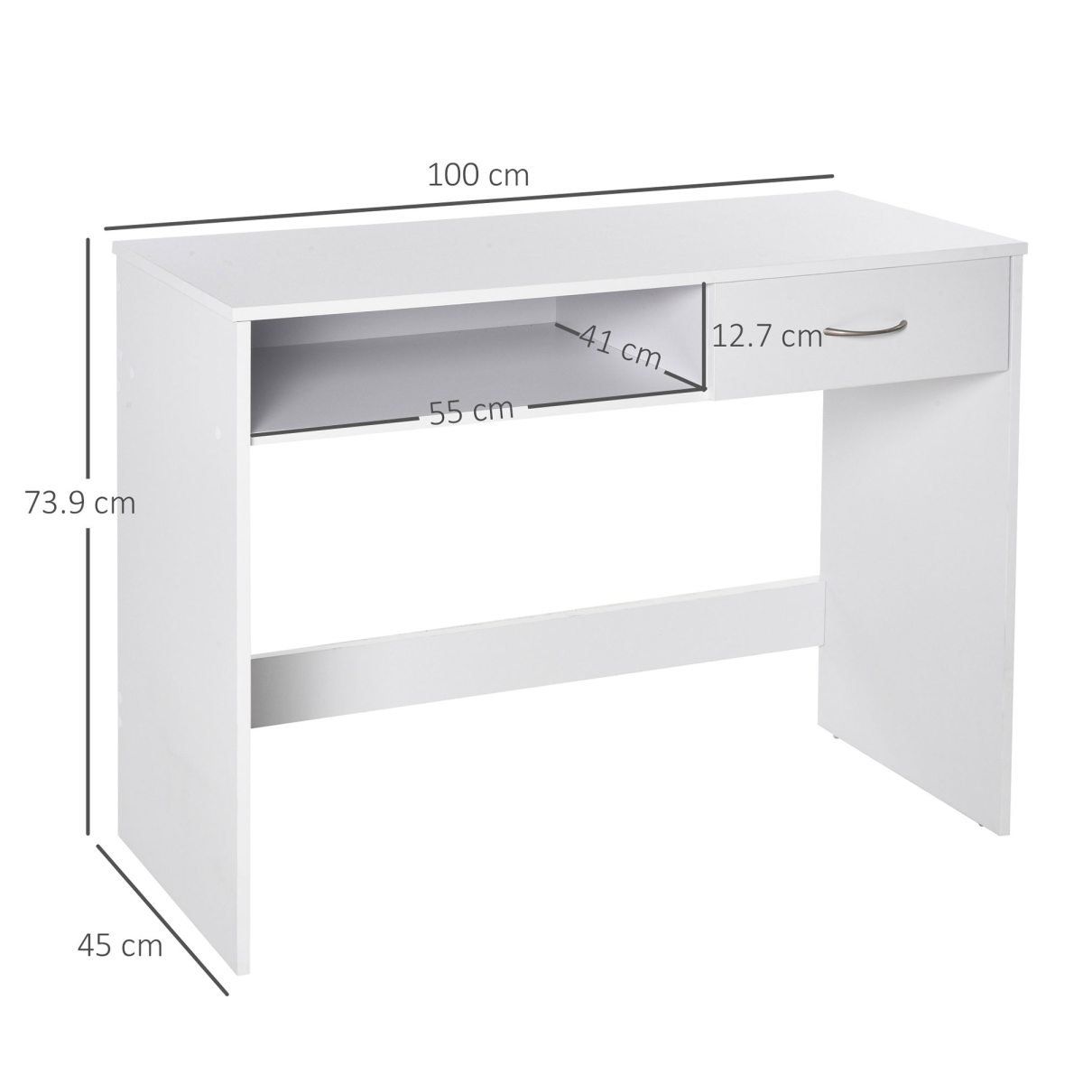 Modern Computer w/ Shelf Drawer Standing Writing Station White