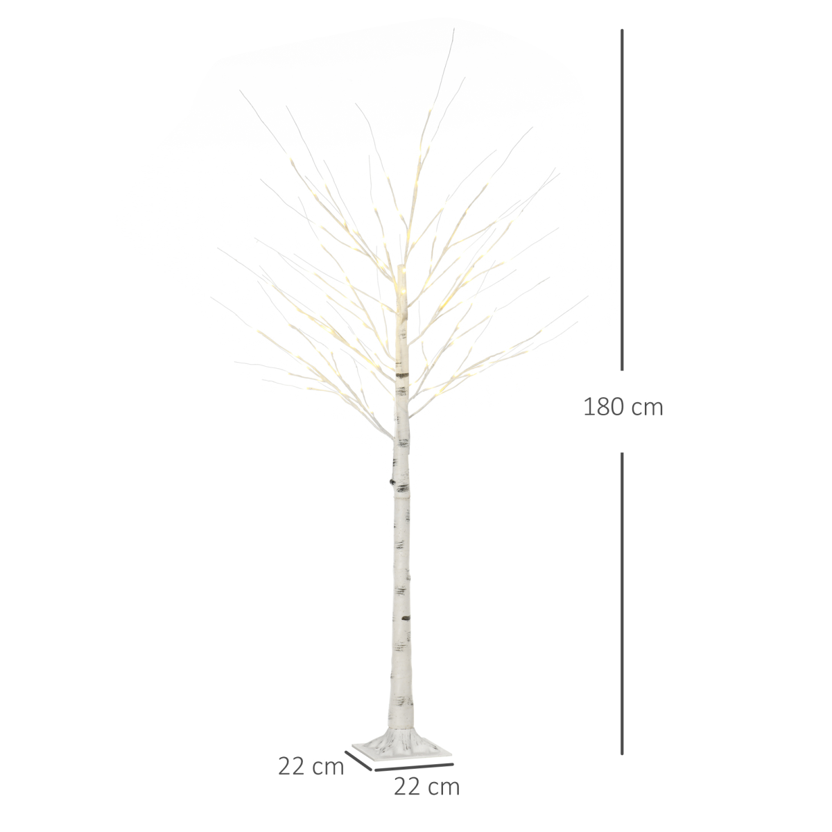 6ft Artificial White Birch Tree Light  96 Warm White Pre-Lit LED Light HOMCOM