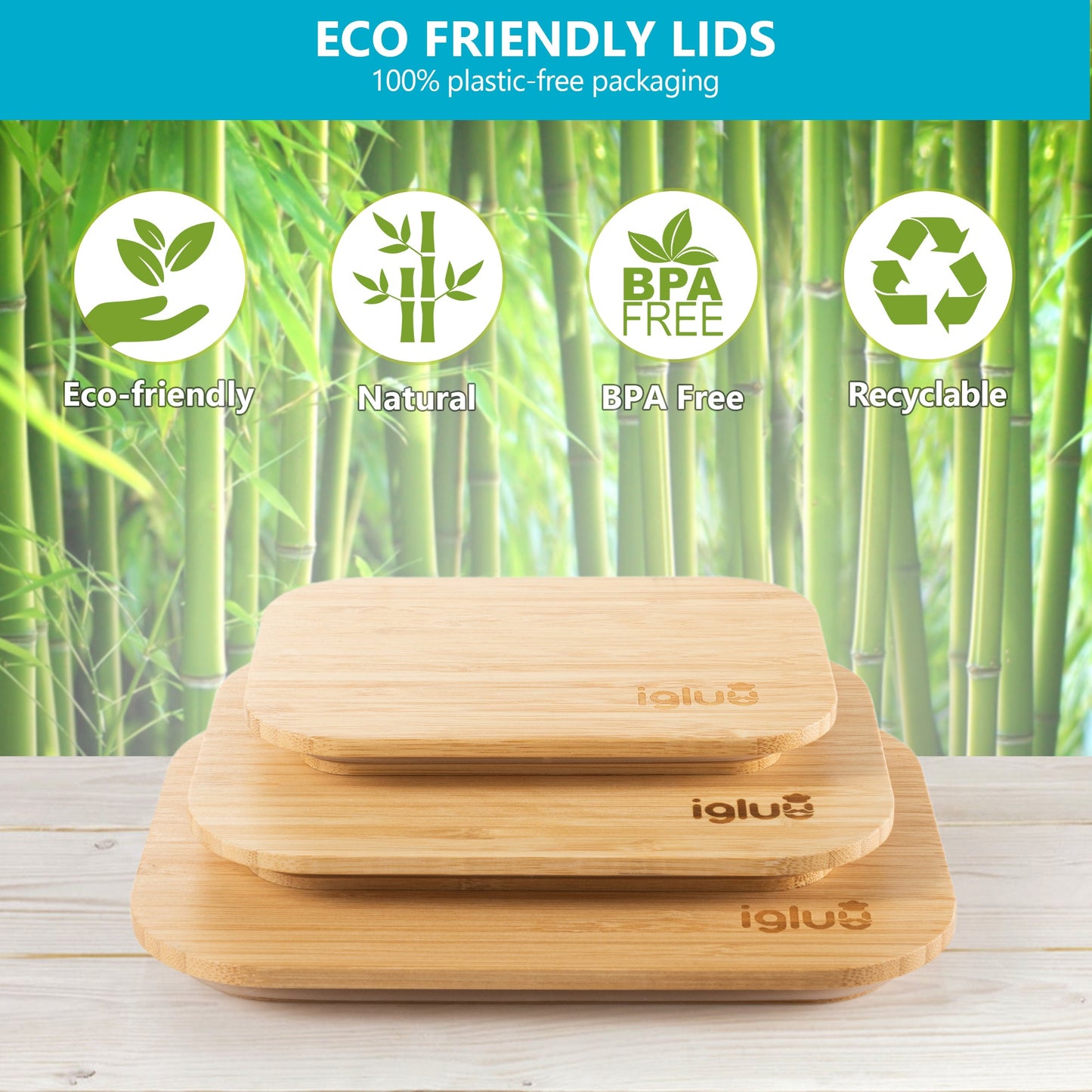 Borosilicate Glass Food Storage Containers with Airtight Bamboo Lids | 3-Pack (370ml, 640ml, 1050ml)