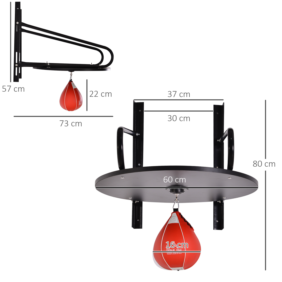 Speed Bag Platform Kit Wall-mounted Punching Ball Hanging Platform Set HOMCOM