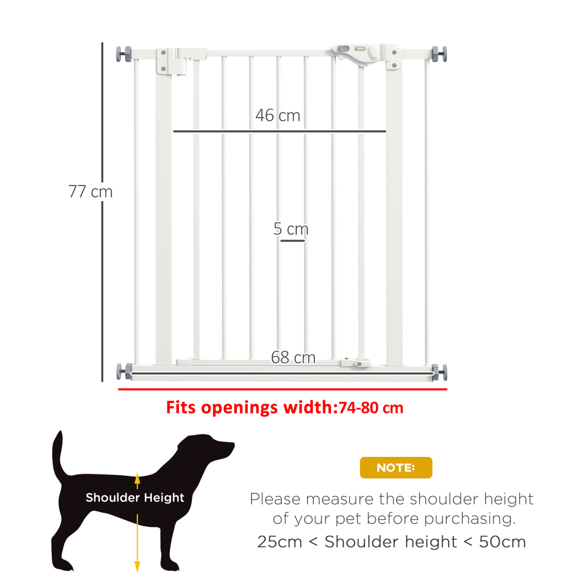 PawHut Adjustable Safety Gate w/ 1 Extensions and Four Adjustable Screws, White