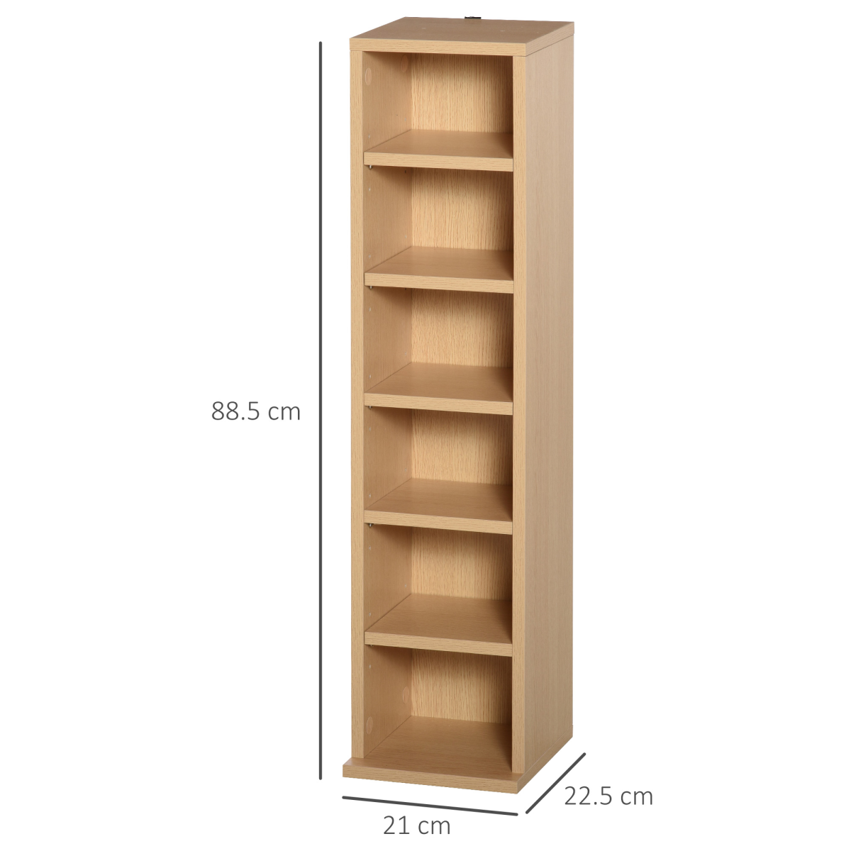 Set of 2 CD Media Display Shelf Unit Tower Rack w/ Adjustable Shelves Wood Color