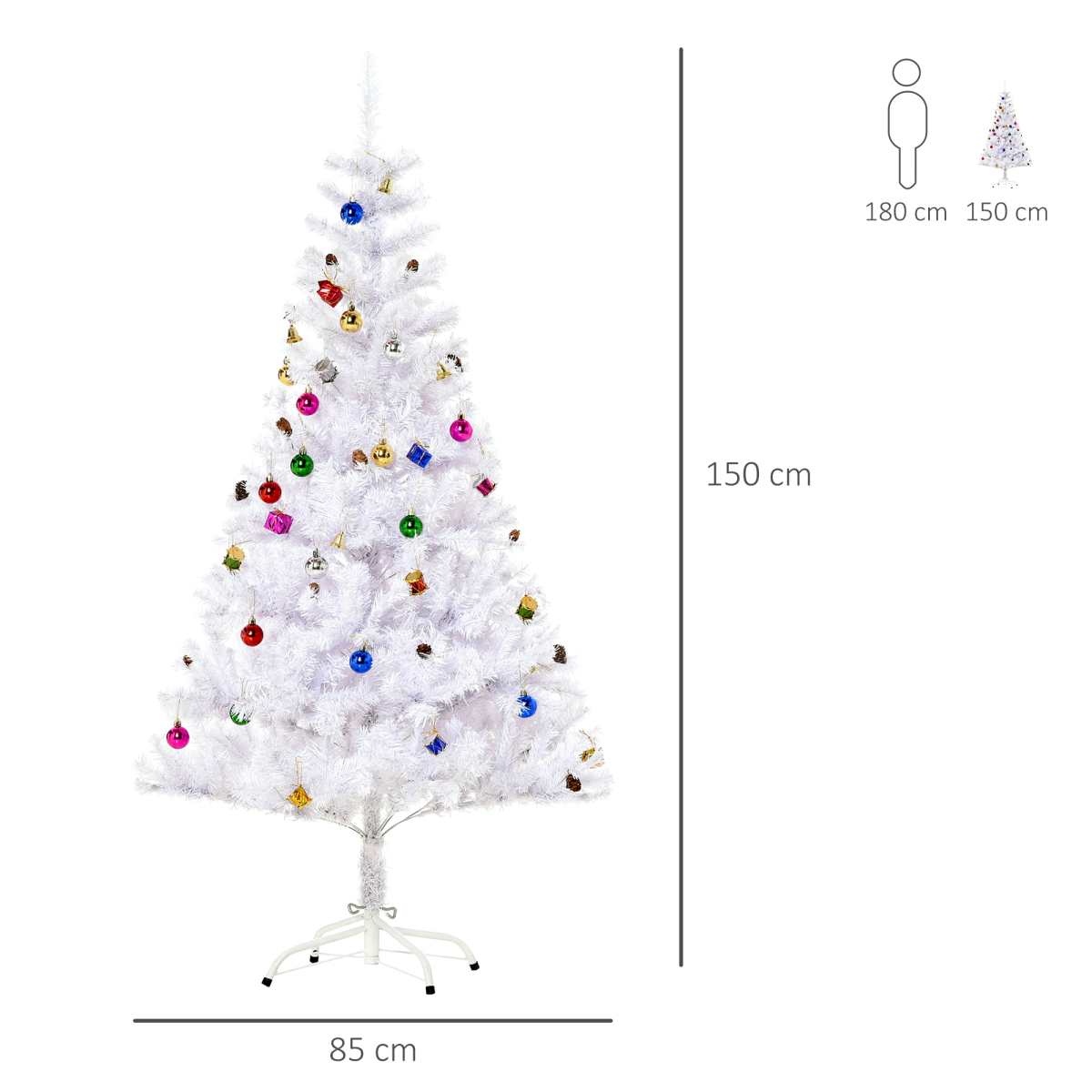 5ft Snow Artificial Christmas Tree Metal Stand Elegant Faux White