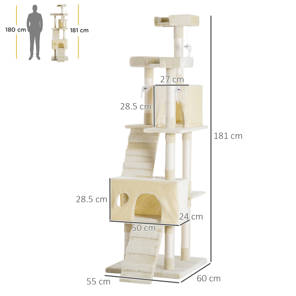 Condo Furniture Scratcher Post Pet Cat Tree Kitten Bed House Play Toy Ladder