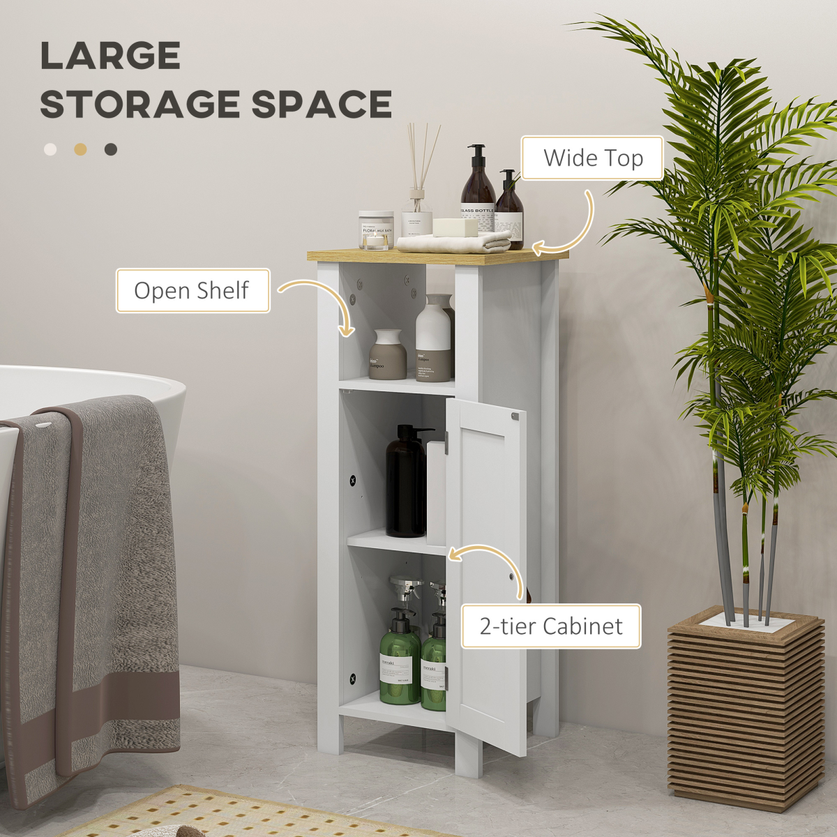 kleankin Slim Bathroom Storage Unit with Adjustable Shelf, White