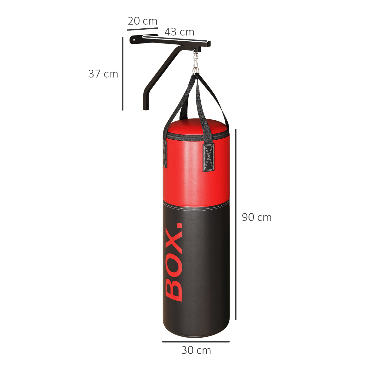 SPORTNOW Unfilled Punch Bag with Boxing Gloves and Wall Mounted Bracket