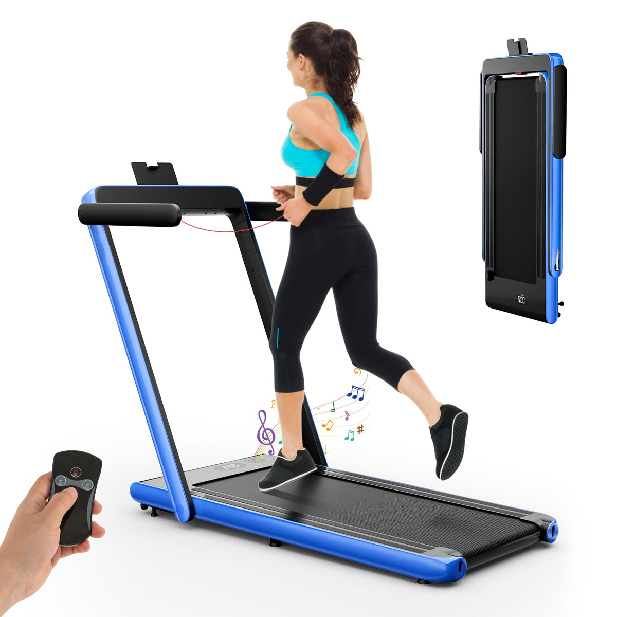 2.25 HP Foldable Treadmill 3 in 1 Walking Pad Under Desk Treadmill-Black