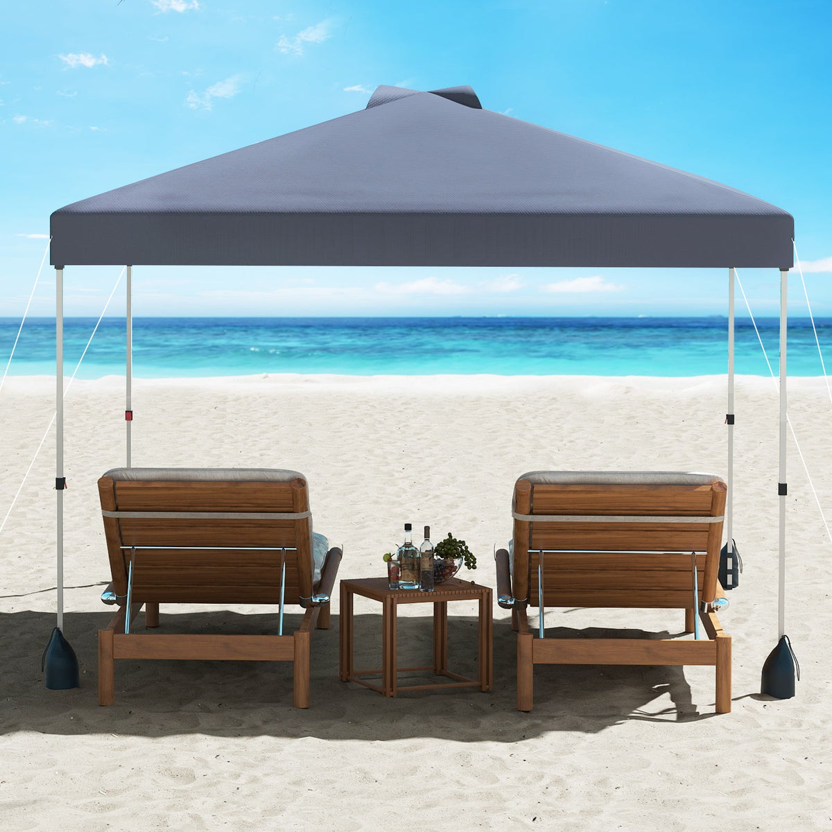 3 x 3 m Pop up Canopy Tent with 1 Sidewall Wheeled Bag-Grey