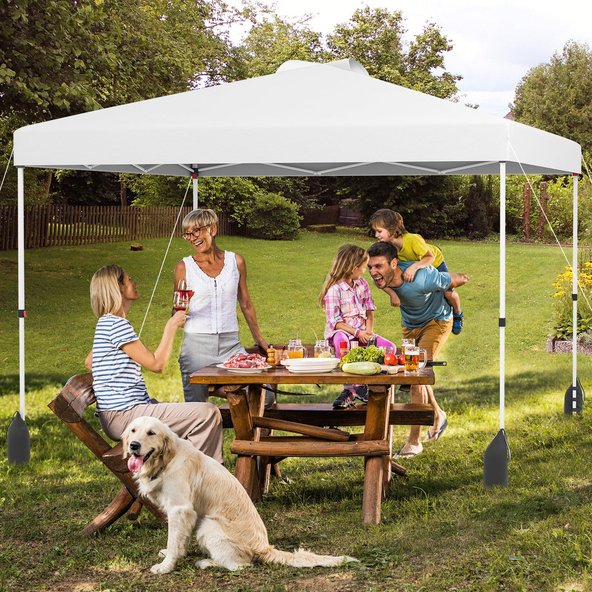3 x 3 m Pop up Canopy Tent with 1 Sidewall Wheeled Bag-Grey