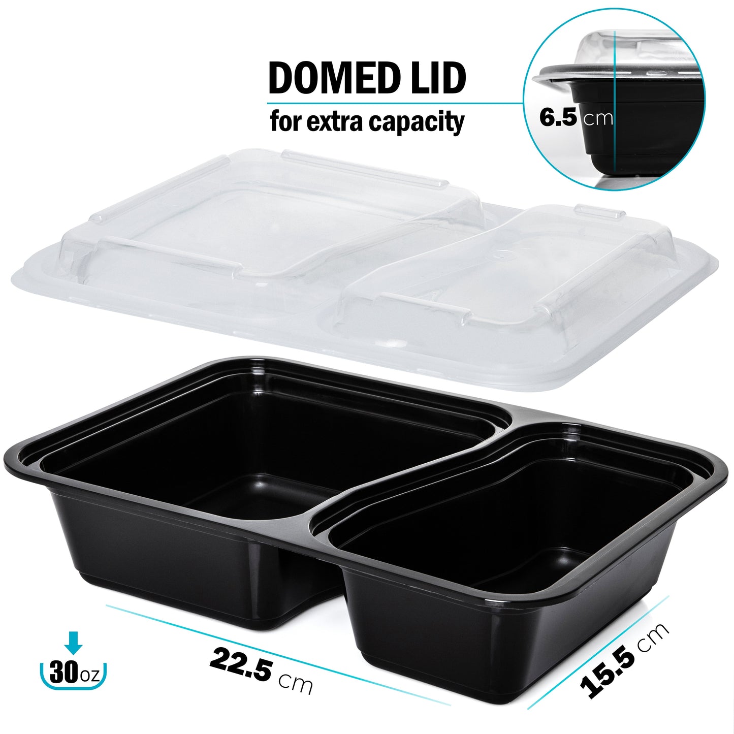 Igluu 2-Compartment Meal Prep Containers with Airtight Lids | 887ml | BPA-Free | Pack of 10