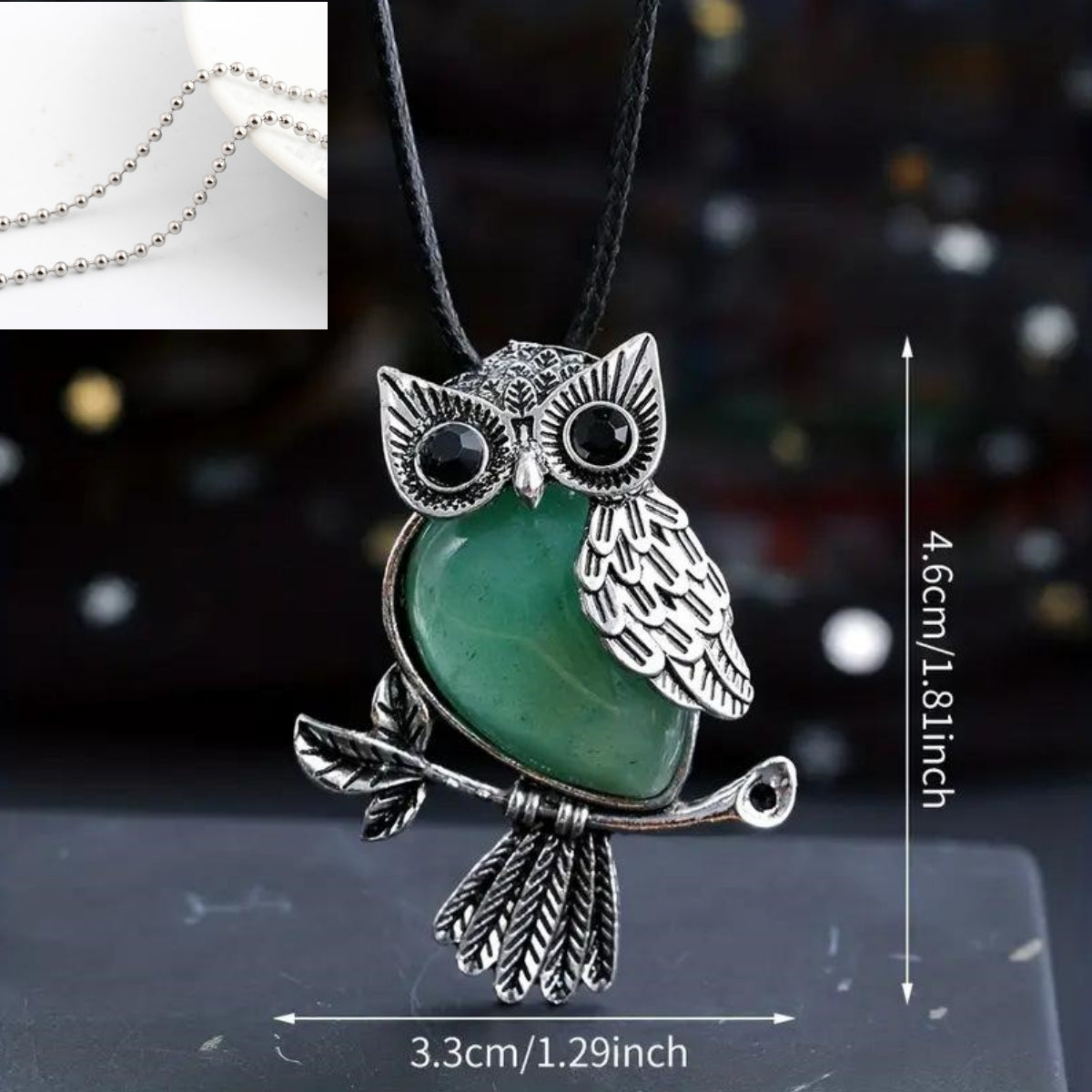 Natural Stone Crystal Pendant Owl Pendant Alloy Accessories Necklace