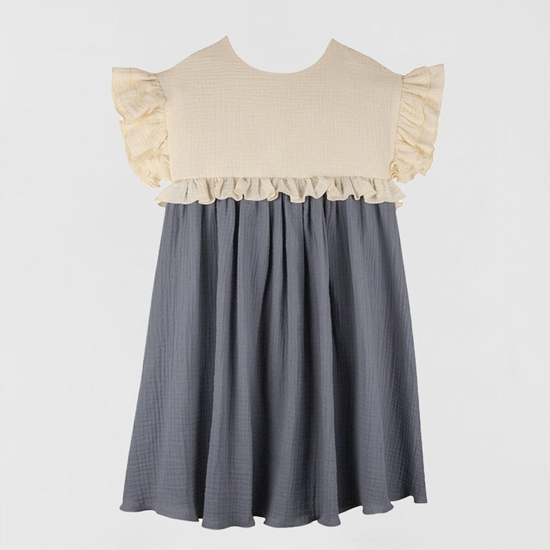 New Summer Girls Patchwork Ruffled Short Sleeve Dress