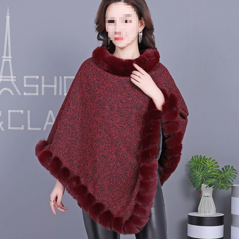 Leopard-print Thickened Velvet Oversized Cloak