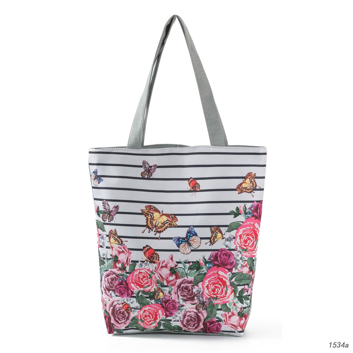 Ink Painting Flower Shoulder Bag Female Printed Flowers Zip Shopping Bag