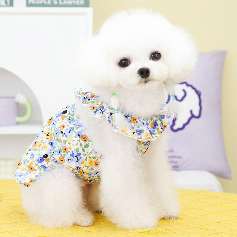 Cross Flower Skirt Pet Small And Medium-sized Dog Casual Clothing