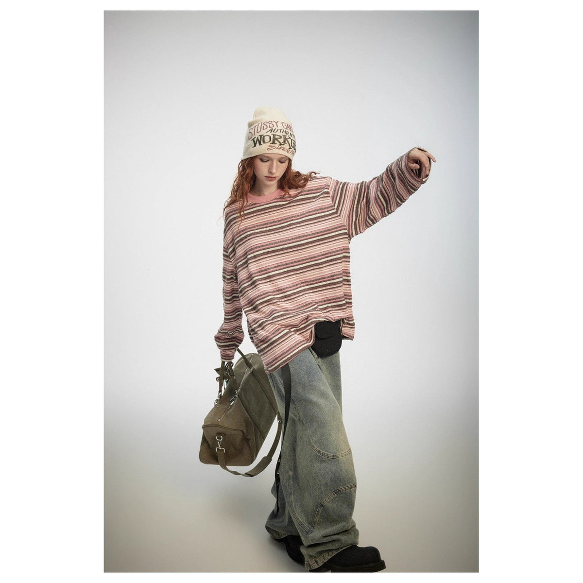 Striped Long-sleeved T-shirt Trendy Men's Women's Pullover Top
