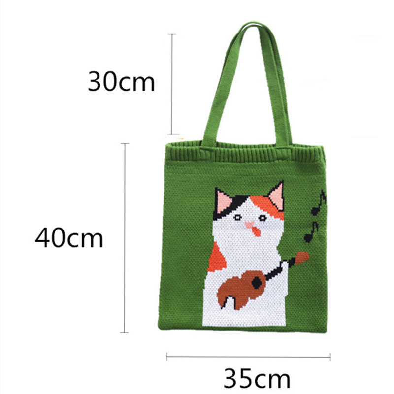 Women's Fashion Casual Cartoon Woven Hand Shopping Bag