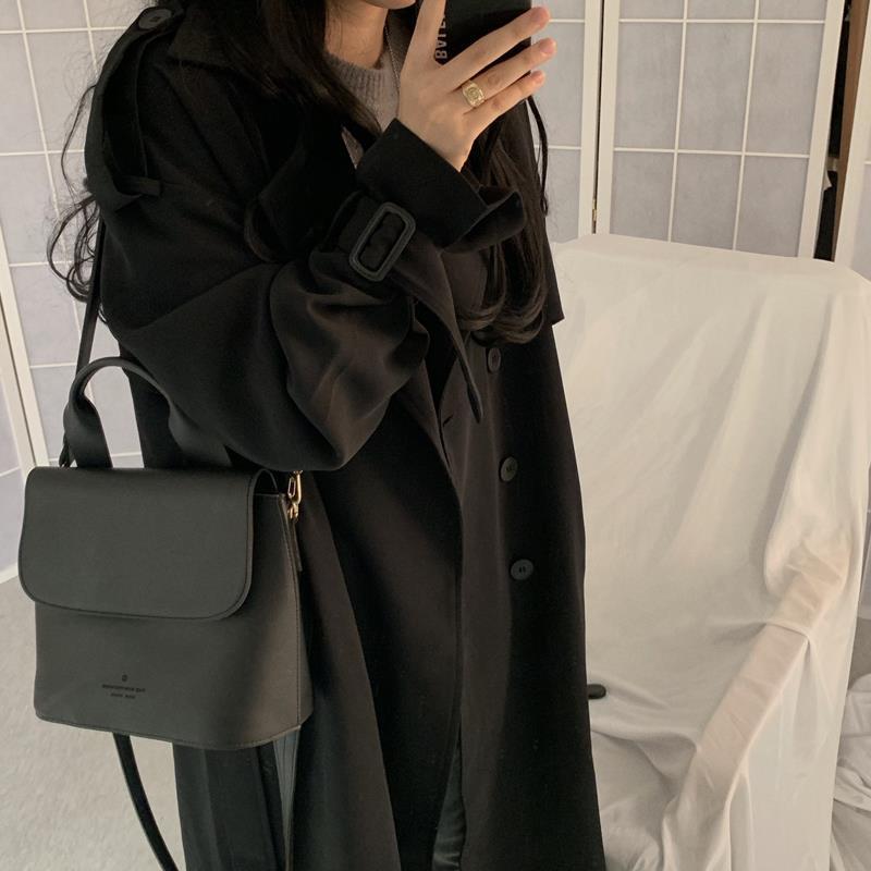 Retro Trench Coat Coat Women's Autumn Korean-style Mid-length Loose And Lazy Style Young Below-the-knee Coat