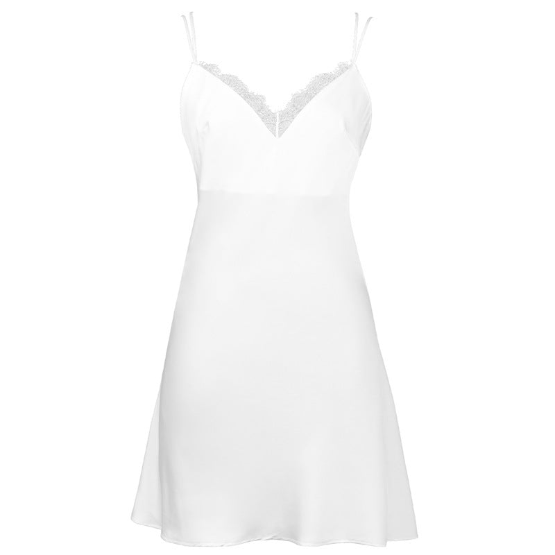 V-neck Sleeveless Comfortable Nightdress For Women Black And White