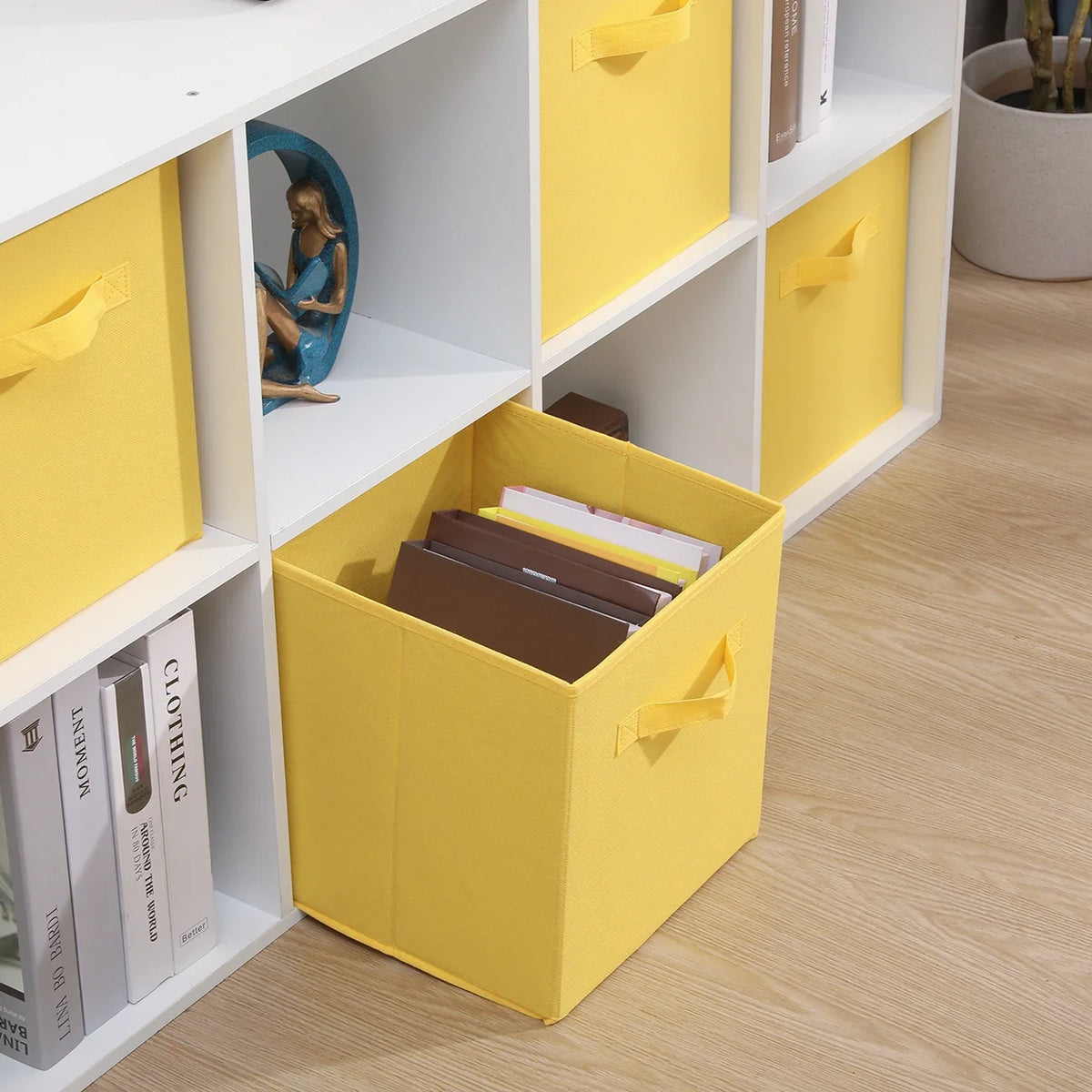 Pack of 4 Foldable Fabric Storage Organisers Cubes Boxes Wardrobe Home Organiser