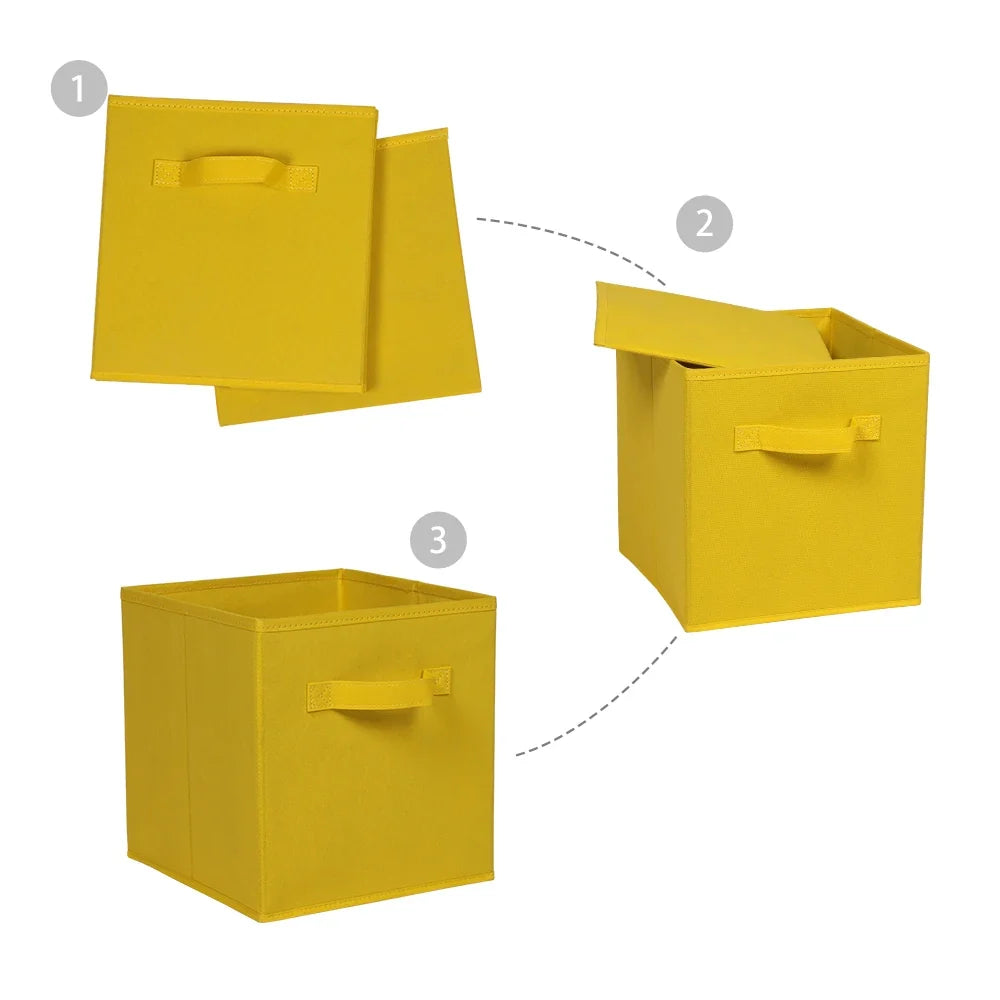 Pack of 4 Foldable Fabric Storage Organisers Cubes Boxes Wardrobe Home Organiser