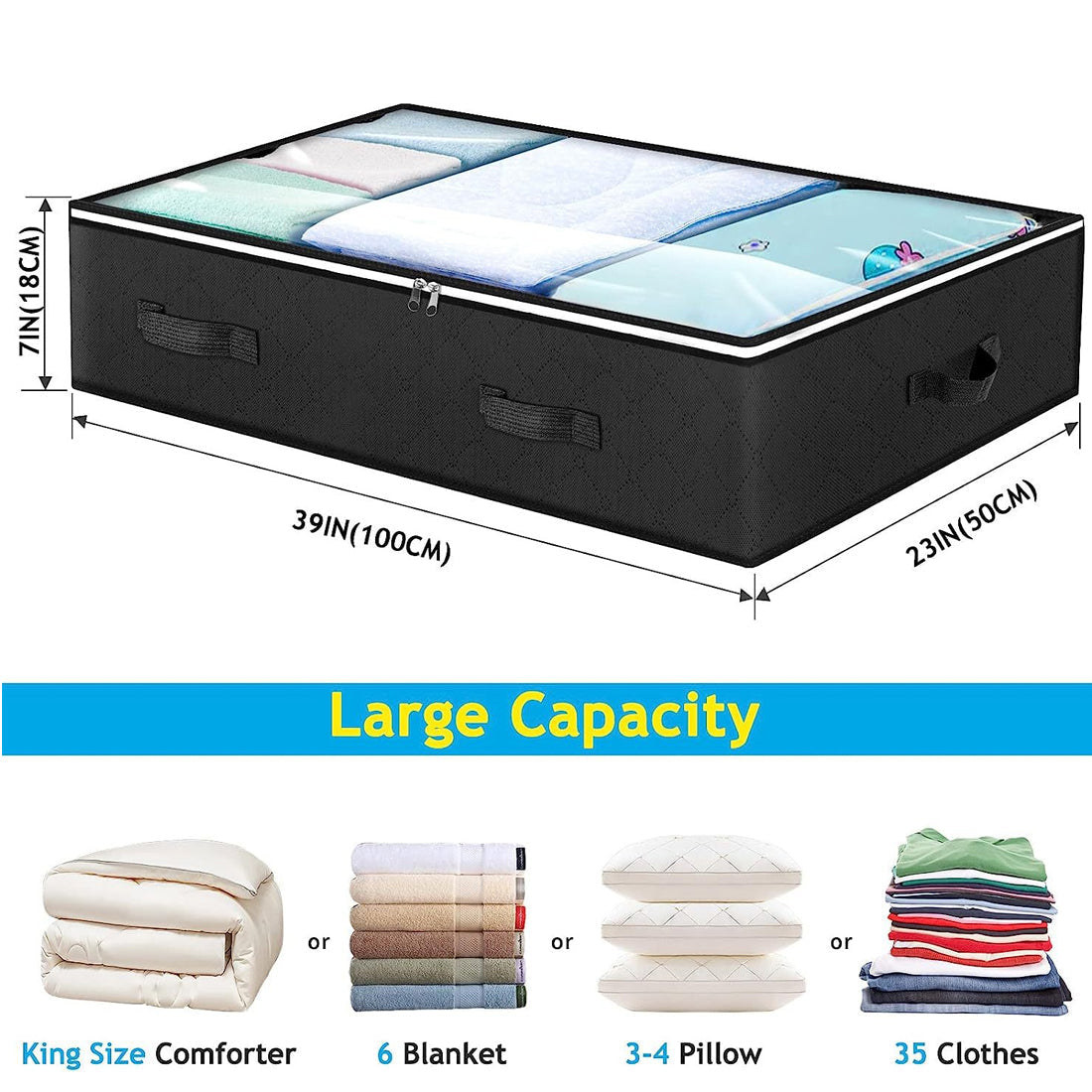 4 Pack Underbed Storage Boxes With Lids Large Under Bed Storage Bags With Zips