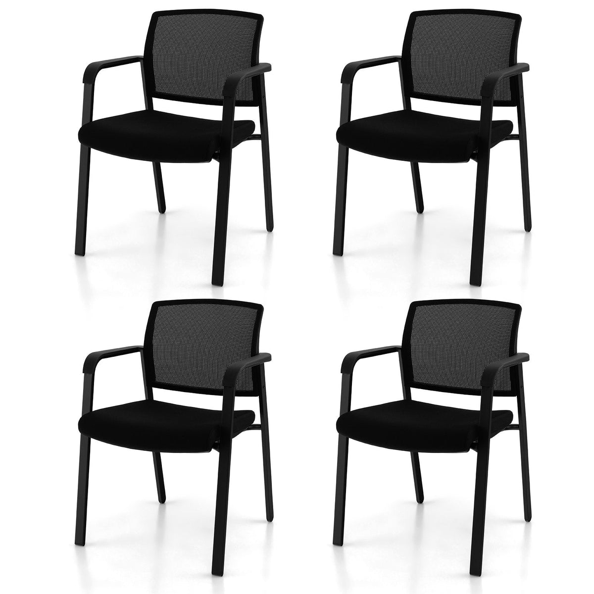 4-Pack Office Conference Chair Set Mesh Guest Reception Stack Chairs