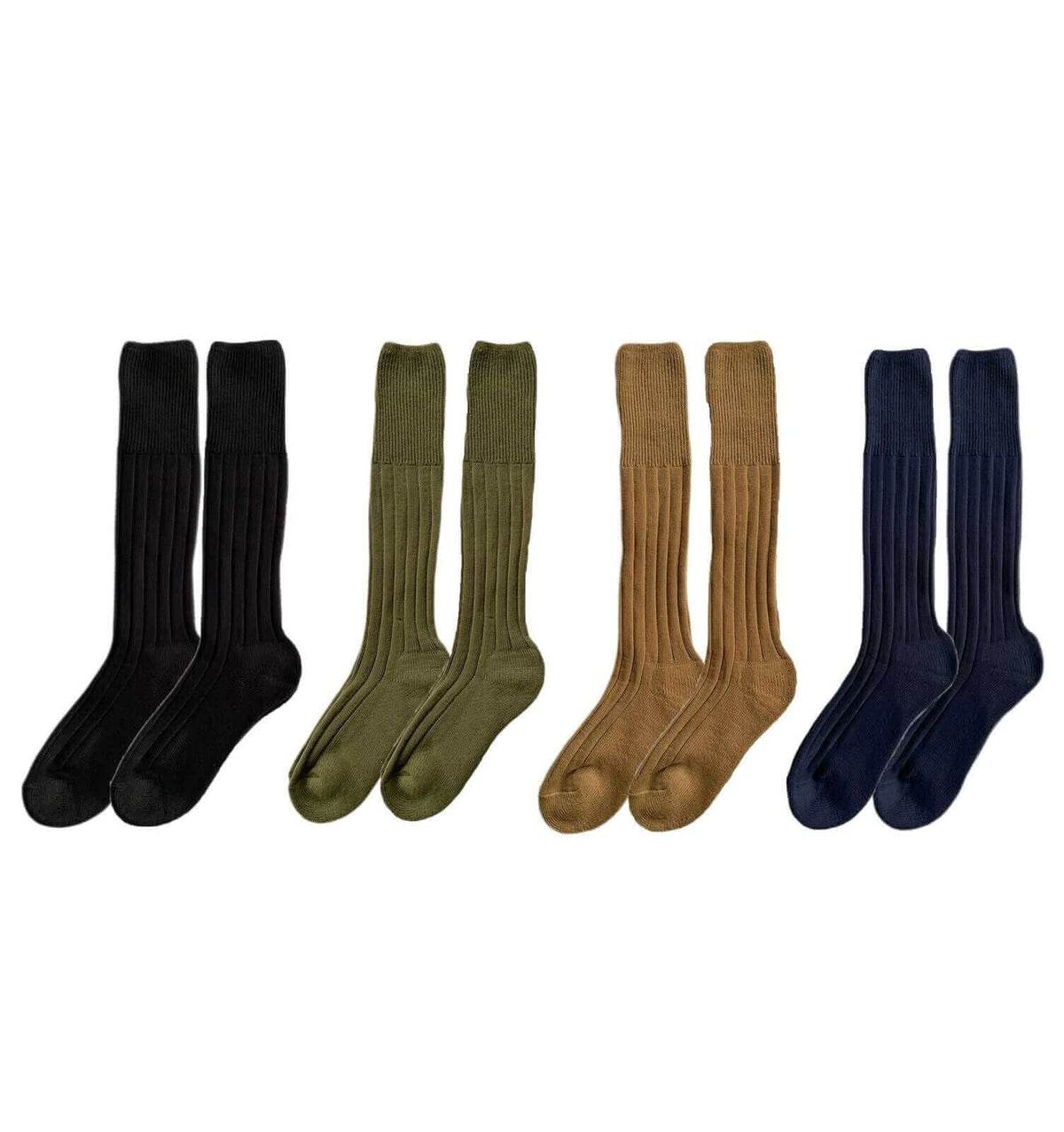 Sock Stack 4 Pack Men's Knee High Army Socks Cushioned Terry Reinforced Toe Arch Support