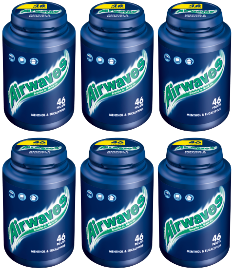 Chicles Airwaves Menthol Bote 46 Unidades – Caja de 6