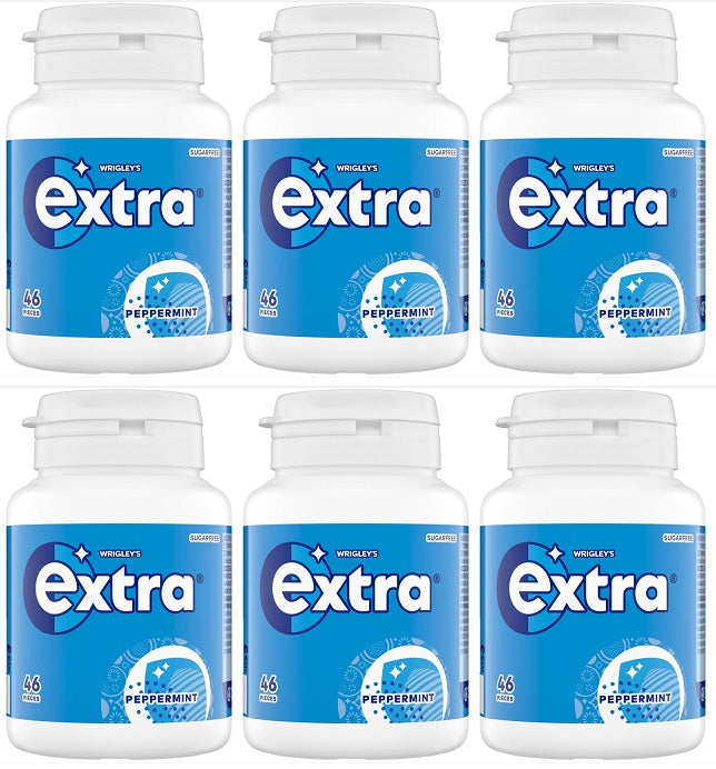 6 x Extra Peppermint Kaugummi-Flasche - 46 STK