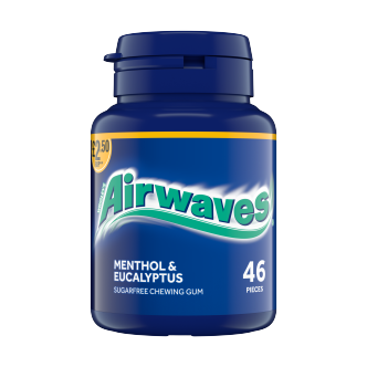 Airwaves Menthol & Eucalyptus Chewing Gum Bottles | 6 x 46 Pieces | Sugar-Free