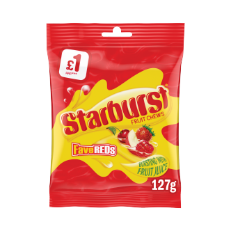 12 x Starburst Fave Reds Frucht-Leckerli-Tüte – 127g