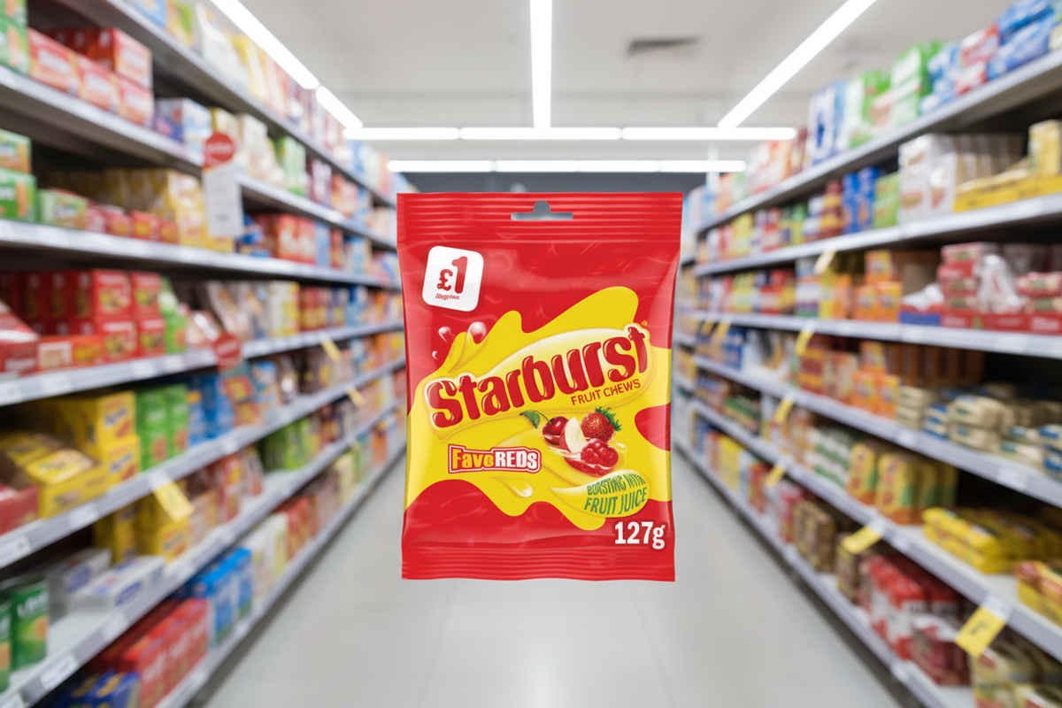 12 x Starburst Fave Reds Frucht-Leckerli-Tüte – 127g