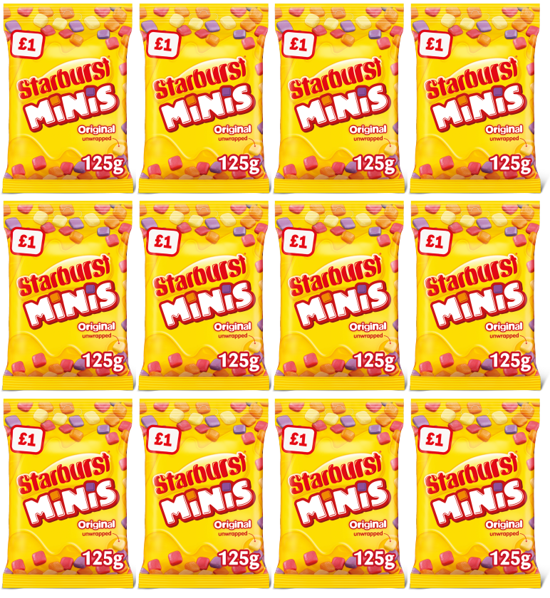 12 x Starburst Minis Leckerli-Tüte - 125 g