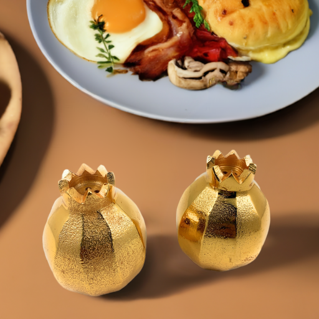 Pomegranate Salt and Pepper Shakers (Golden)