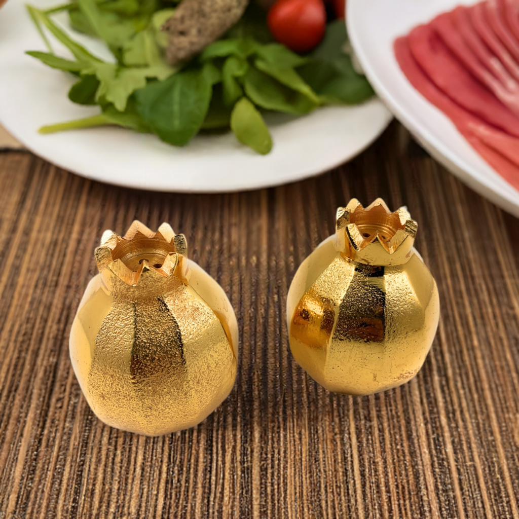 Pomegranate Salt and Pepper Shakers (Golden)