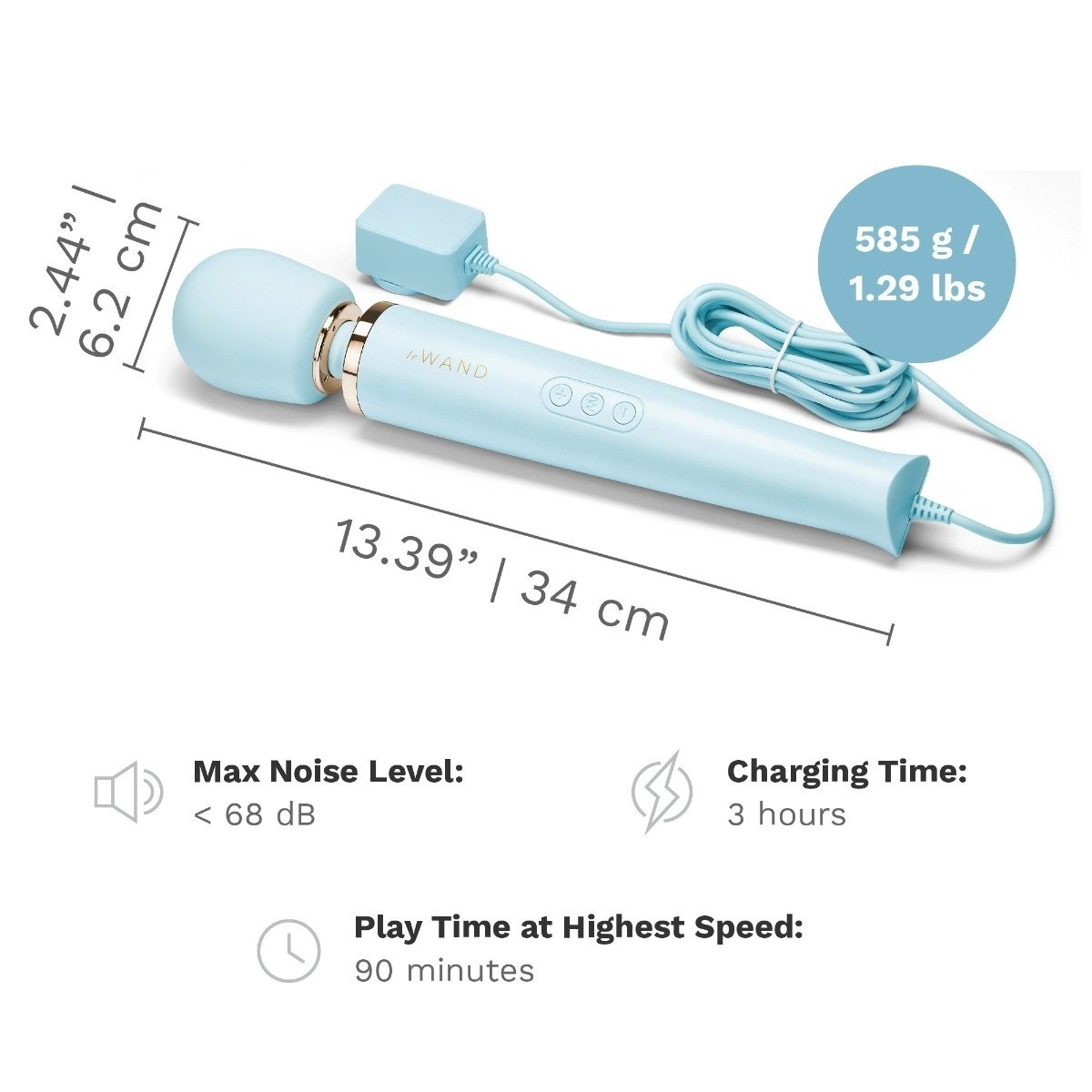 Le Wand Powerful Plug In Vibrating Massager Light Blue