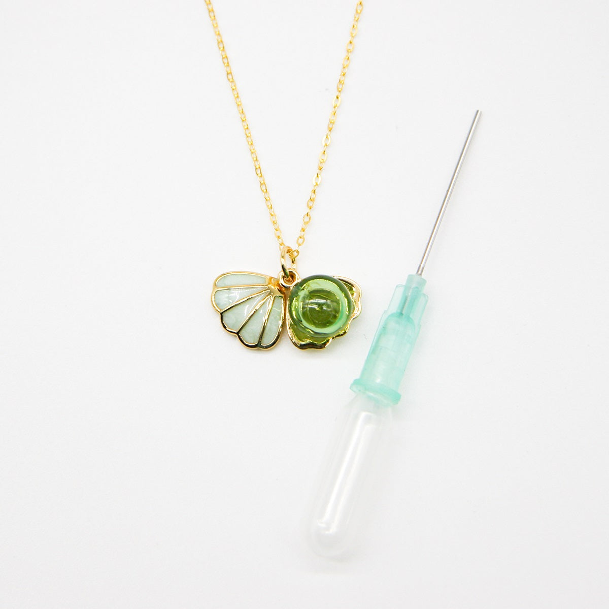 Green Shell Murano Aroma Necklace - Electric Lime | Energy & Healing | Diffuse on the go | 925 Silver