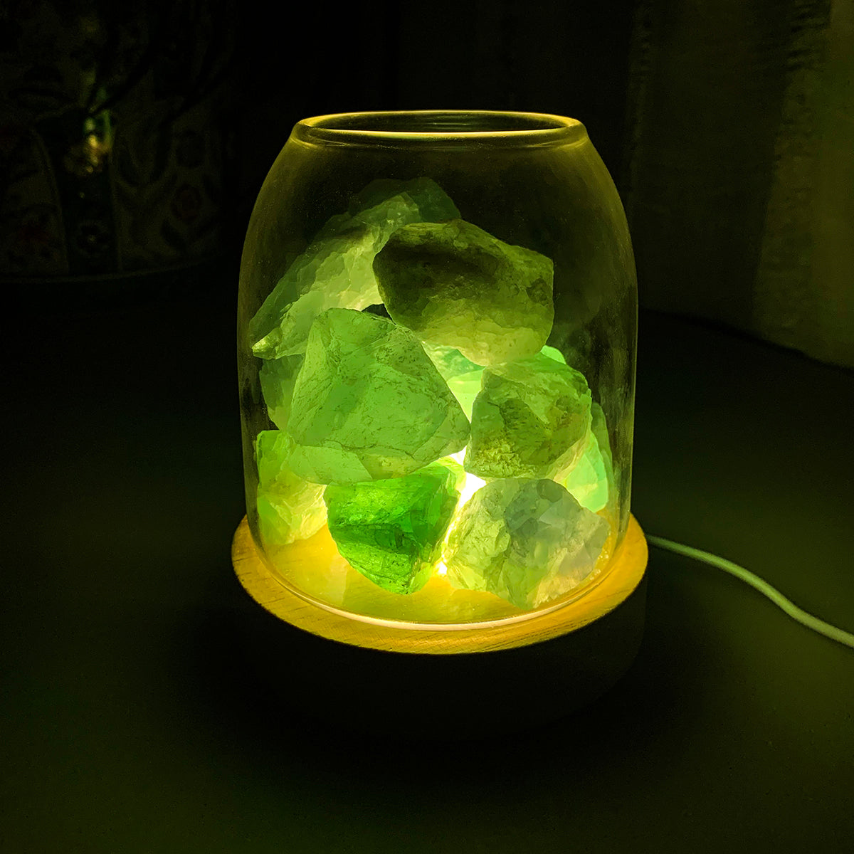 AURORA 2 Crystal Light | Essential Oil Diffusing | Natural Quartz 500g | Options - Amethyst / Green Calcite