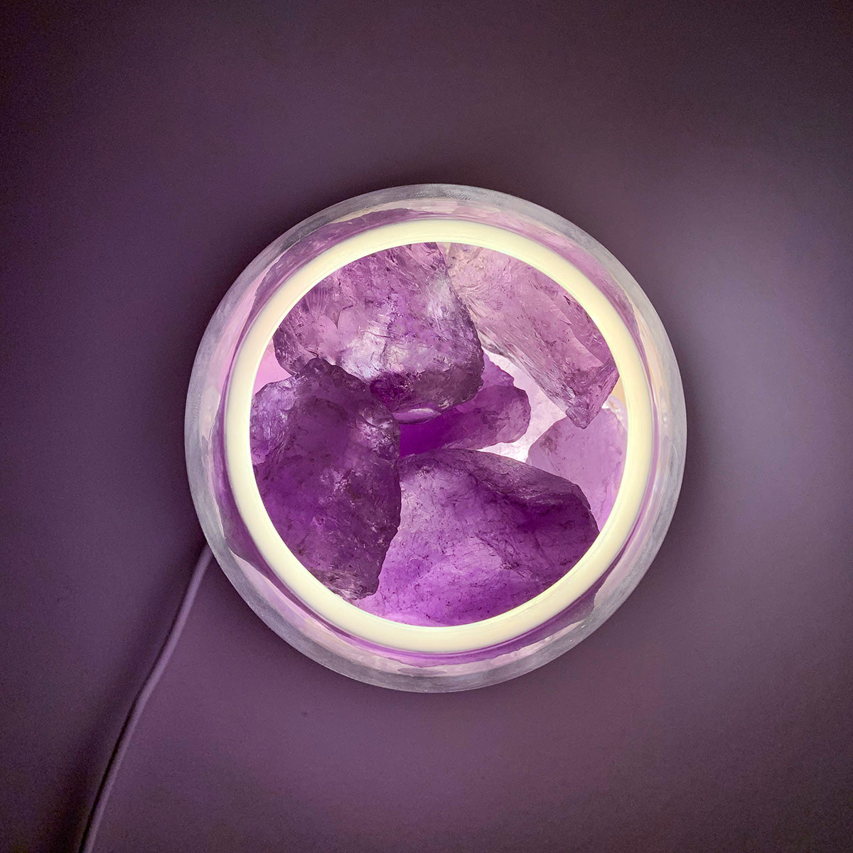 AURORA 2 Crystal Light | Essential Oil Diffusing | Natural Quartz 500g | Options - Amethyst / Green Calcite
