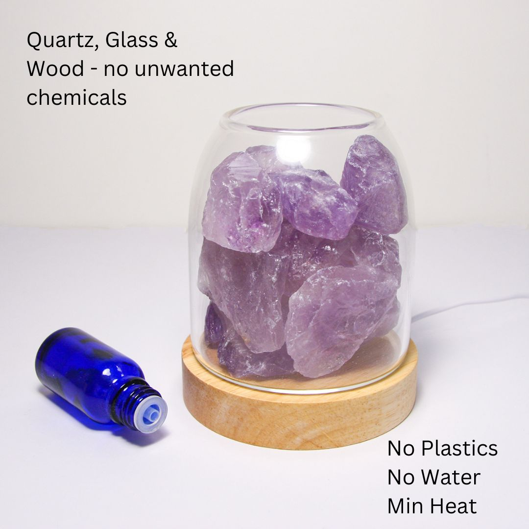 AURORA 2 Crystal Light | Essential Oil Diffusing | Natural Quartz 500g | Options - Amethyst / Green Calcite