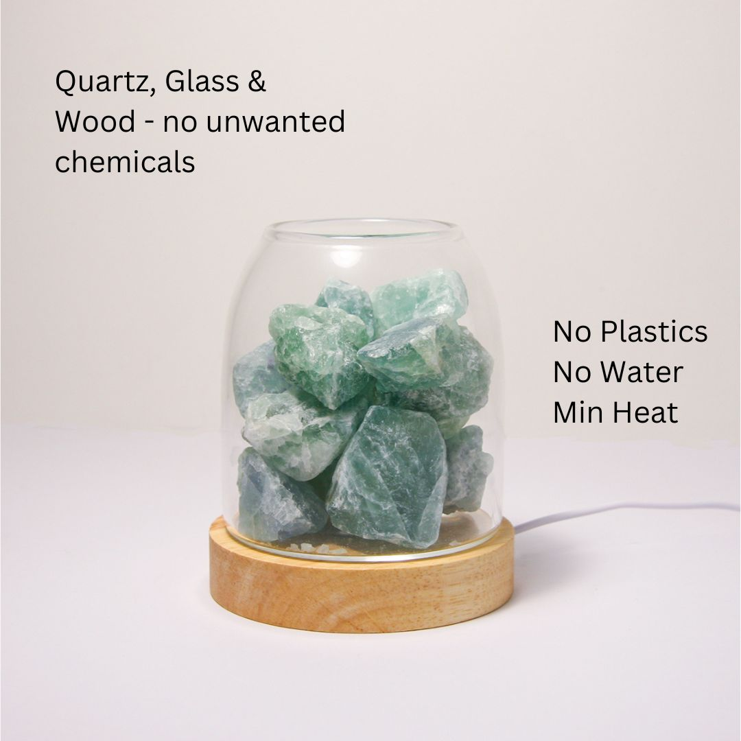 AURORA 2 Crystal Light | Essential Oil Diffusing | Natural Quartz 500g | Options - Amethyst / Green Calcite