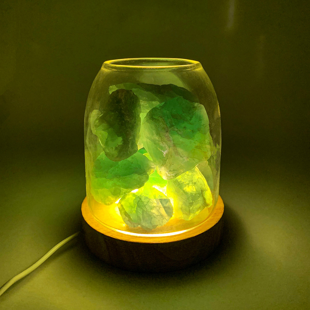 AURORA 2 Crystal Light | Essential Oil Diffusing | Natural Quartz 500g | Options - Amethyst / Green Calcite