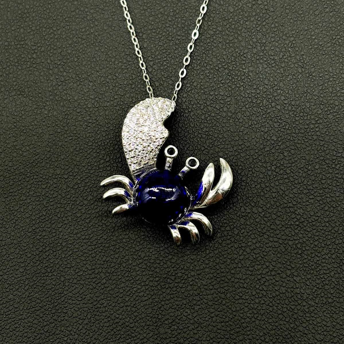 Sterling Silver King Crab Aroma Necklace - Navy | Energy & Healing | Diffuse on the go